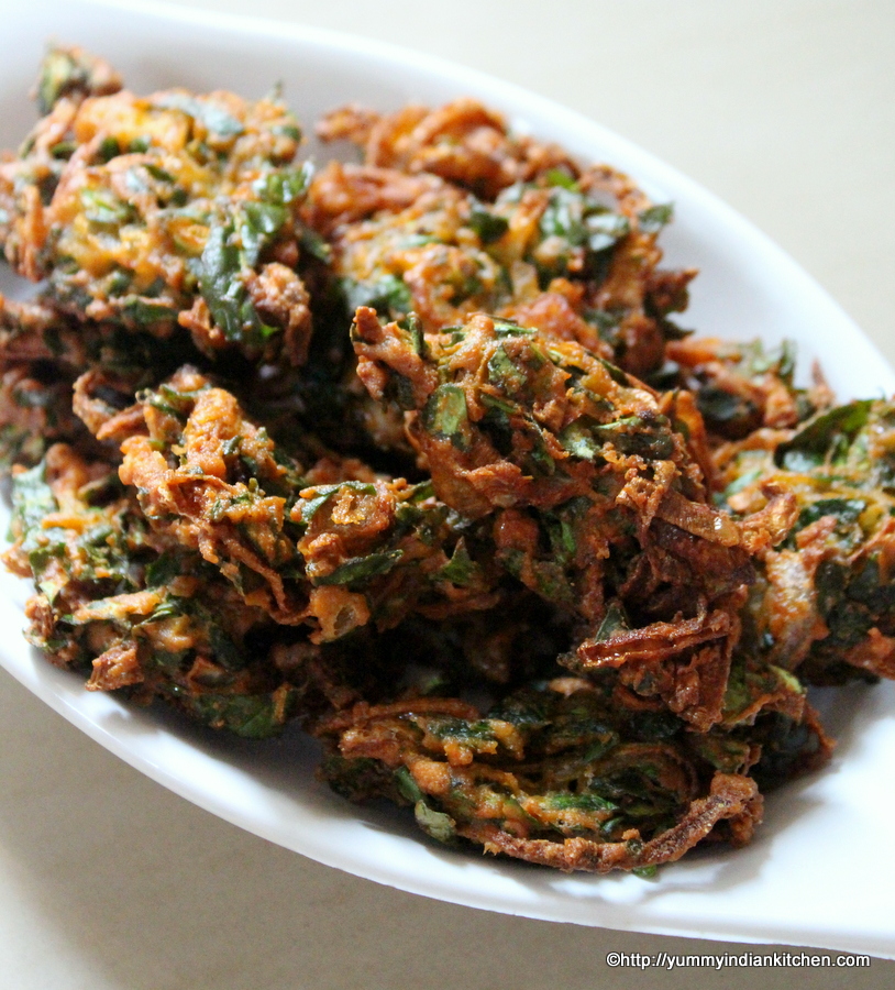 Palak Pakoda Recipe Crispy How To Make Palak Pakora Yummy Indian Kitchen