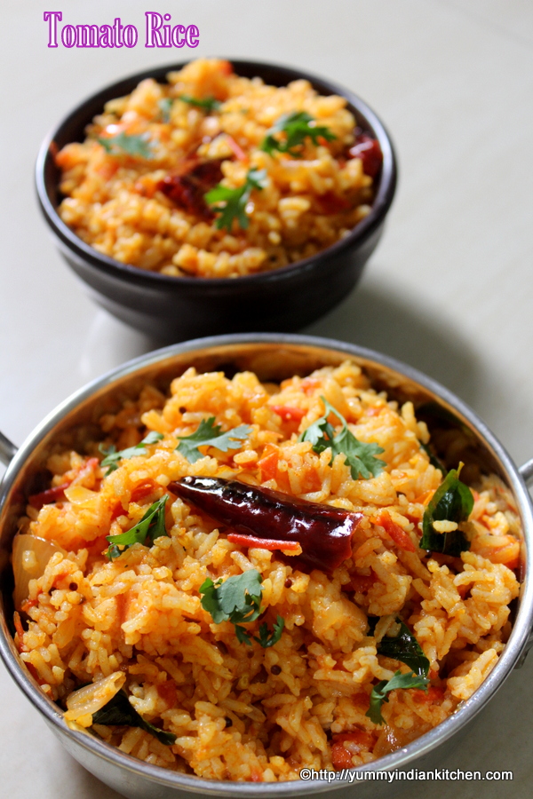 Tomato Rice Recipe South Indian, Thakkali Sadam | Tomato Bath - Yummy ...