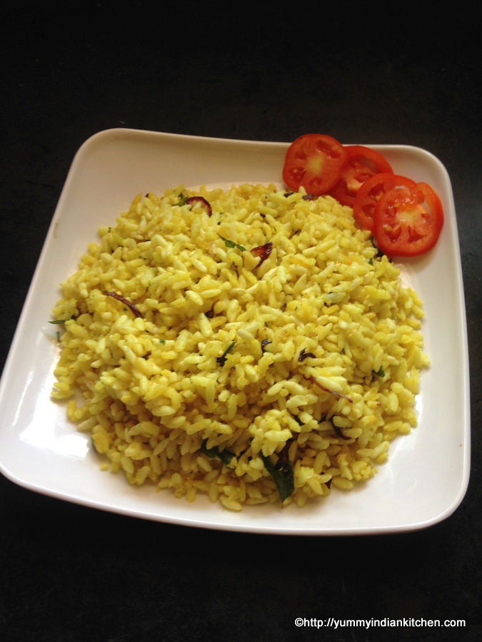 Uggani or puffed rice recipe , puffed rice upma