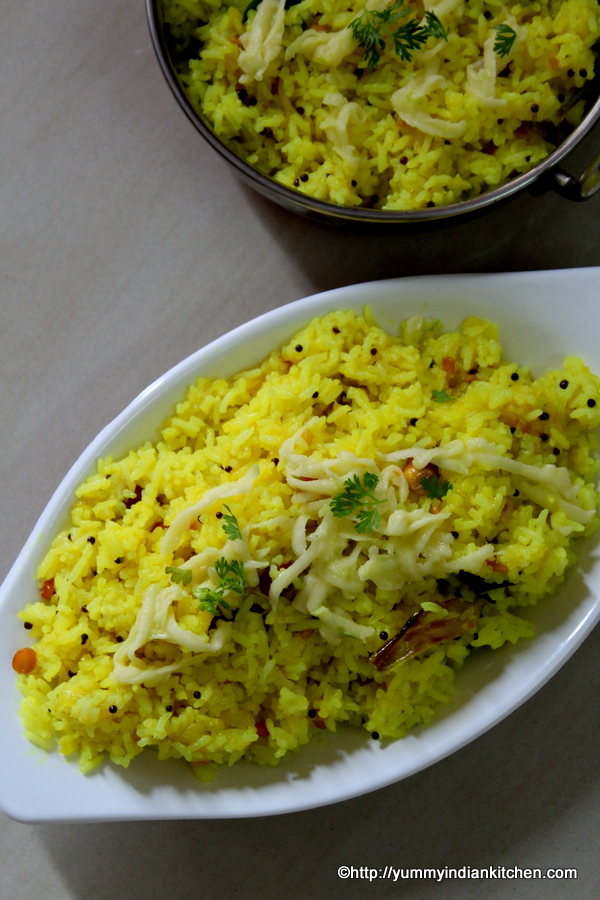 mango rice recipe or mamidikaya pulihora