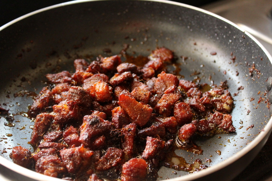 mutton fry in a pan