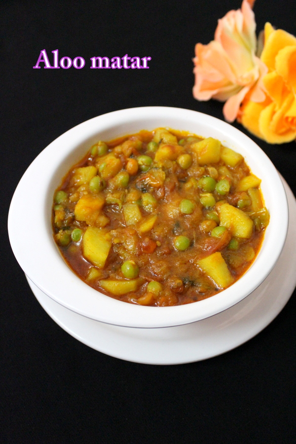 aloo matar served in a bowl