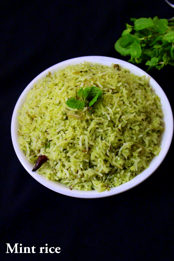 mint rice recipe or pudina rice recipe