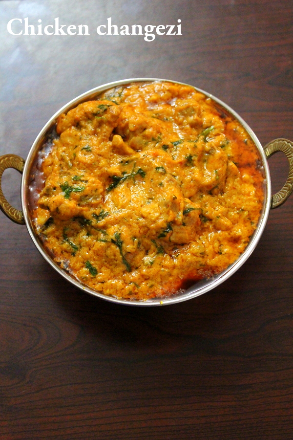 chicken changezi served in a wok