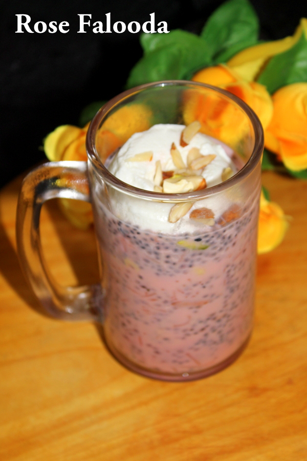 falooda recipe or royal falooda or rose falooda