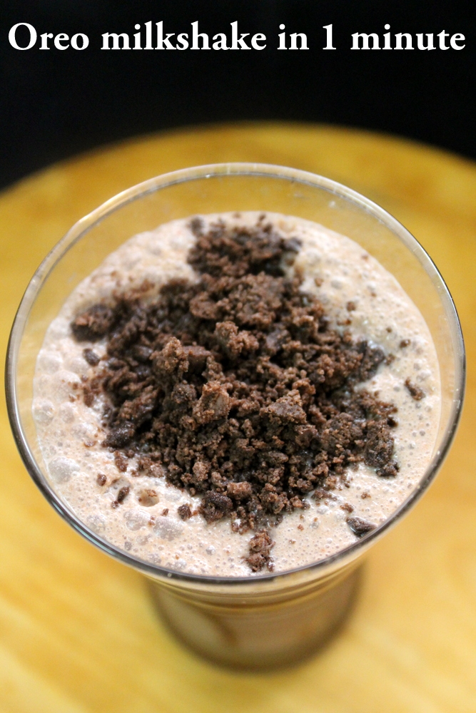 oreo milkshake in 1 minute served in a glass