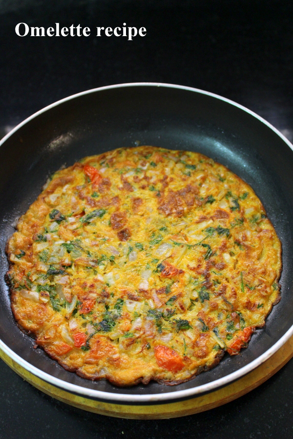 masala omelette recipe in a pan