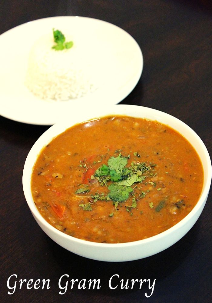 green moong dal, green gram curry - Yummy Indian Kitchen