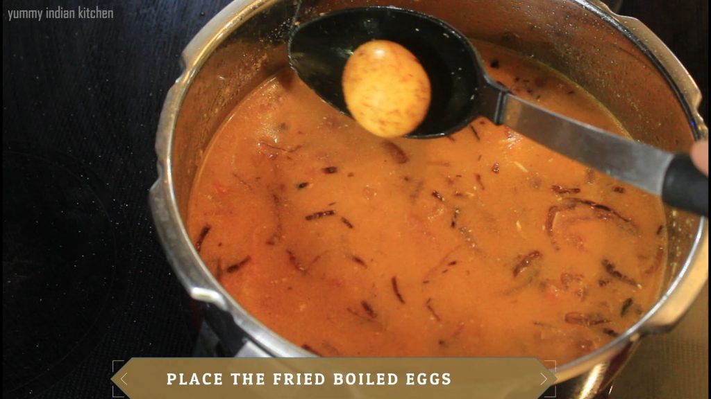 Adding the stir fried boiled eggs