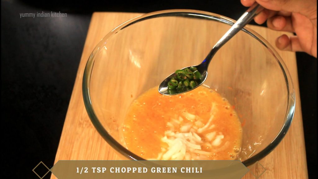 Adding chopped green chili