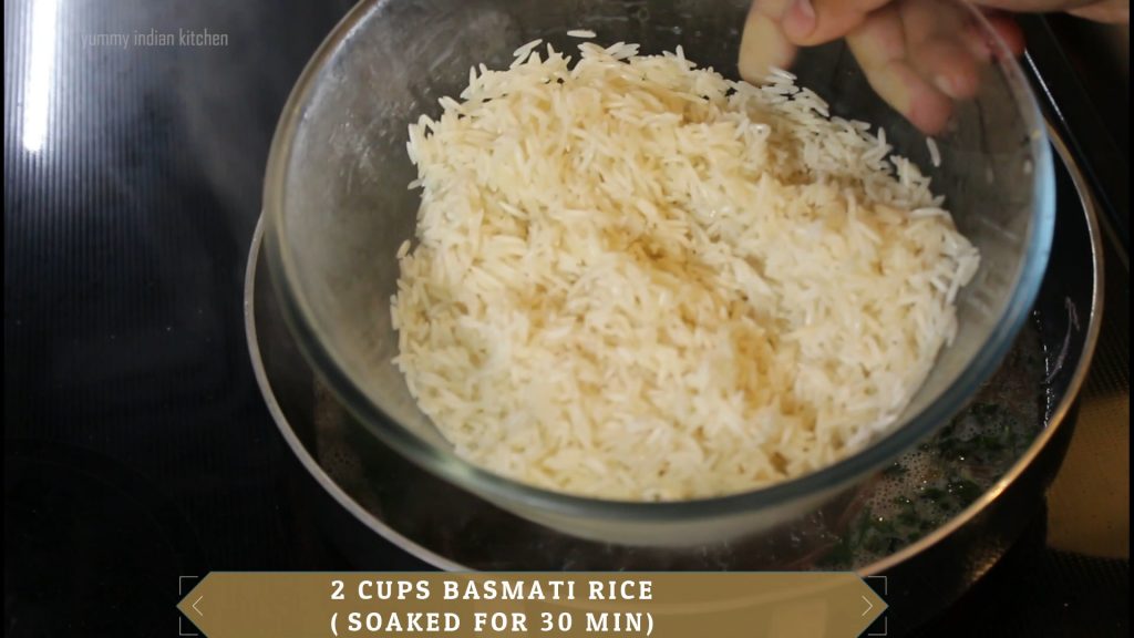Adding soaked basmati rice into it 
