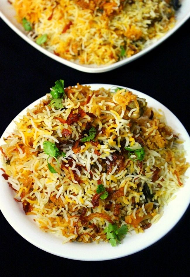 chicken biryani served on a plate