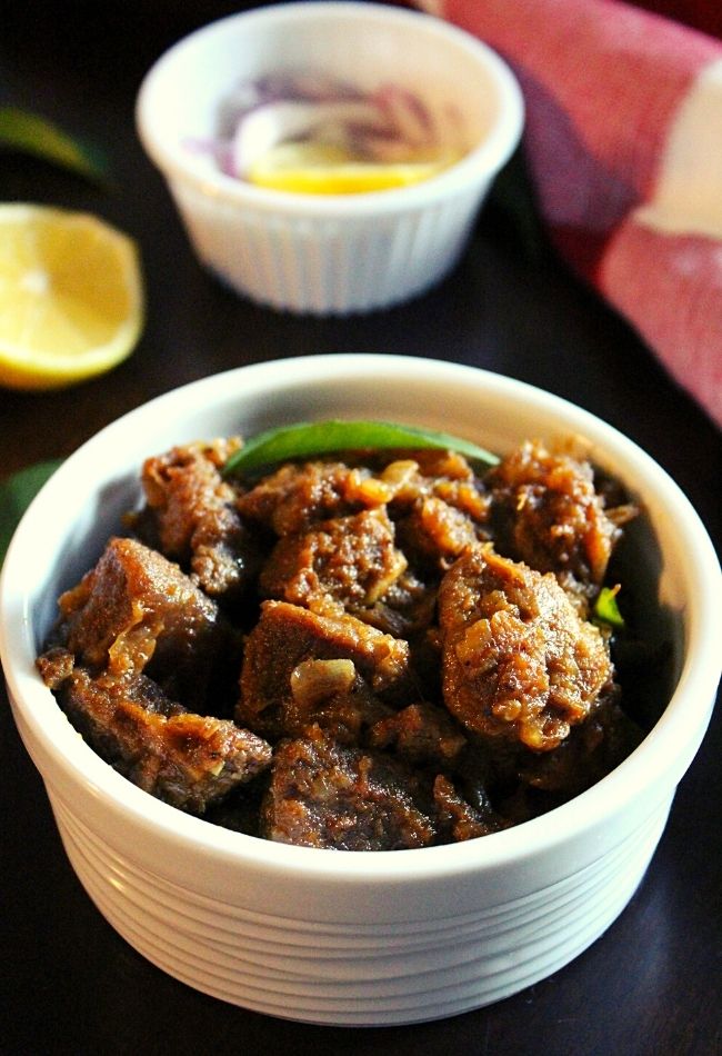 mutton sukka or mutton chukka chettinad style in a bowl