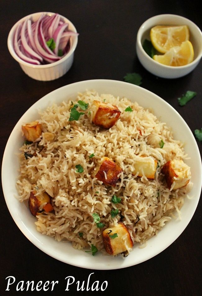 paneer pulao recipe, paneer rice recipe - Yummy Indian Kitchen