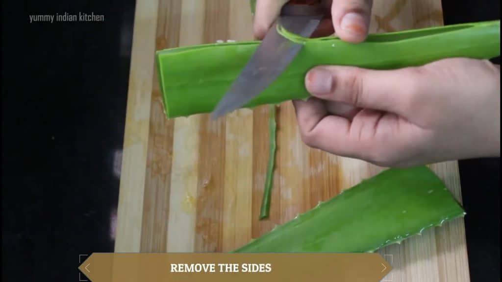 Removing the entire skin of the leaf from all the sides