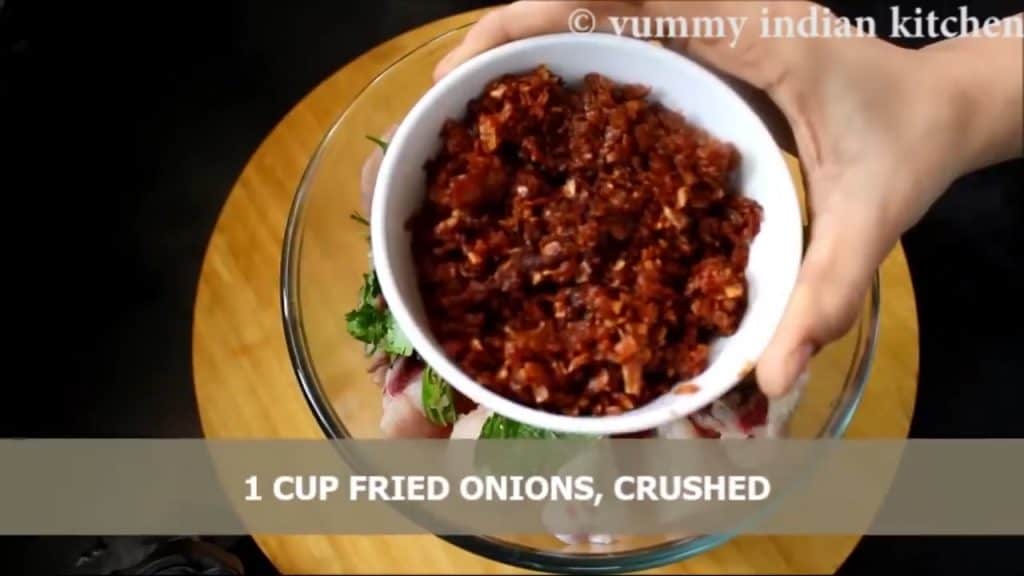 adding fried onions