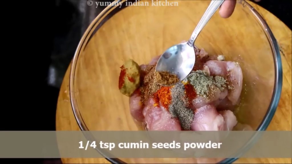 add ¼ teaspoon cumin powder to andhra chicken fry 