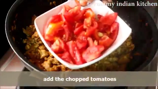 Adding the chopped tomatoes