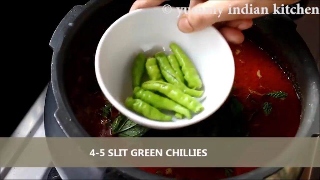adding green chillies