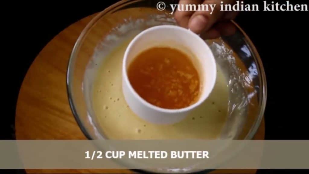 Adding melted butter into it