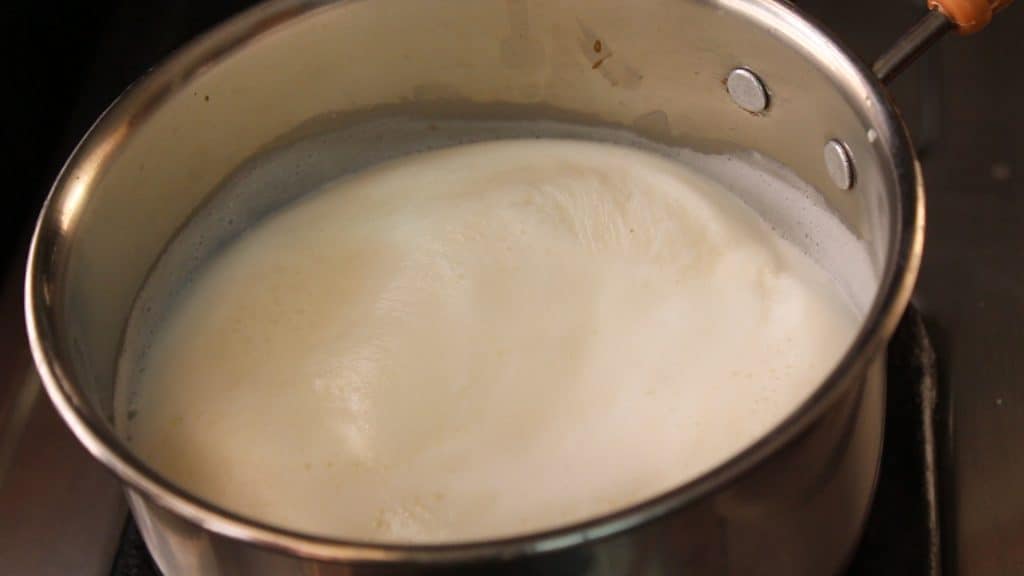 simmering the milk for a while while stirring in between