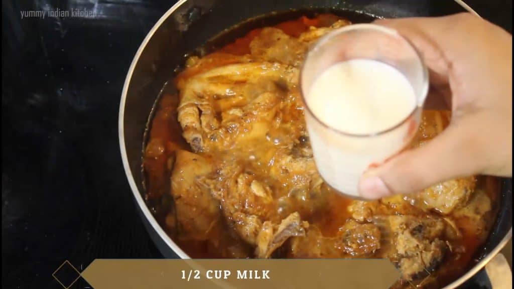 Adding kewra water, milk, ghee and give a mix