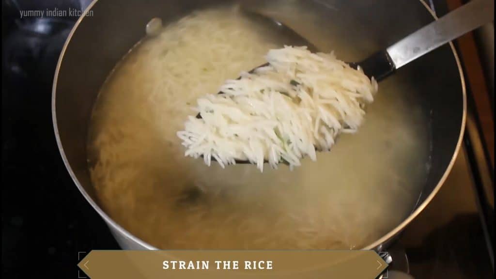 cooking the rice until it is 80 % done