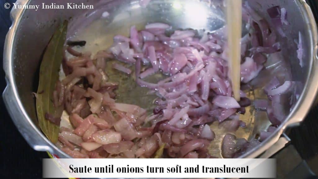 Adding chopped onions and sauteing until they turn soft