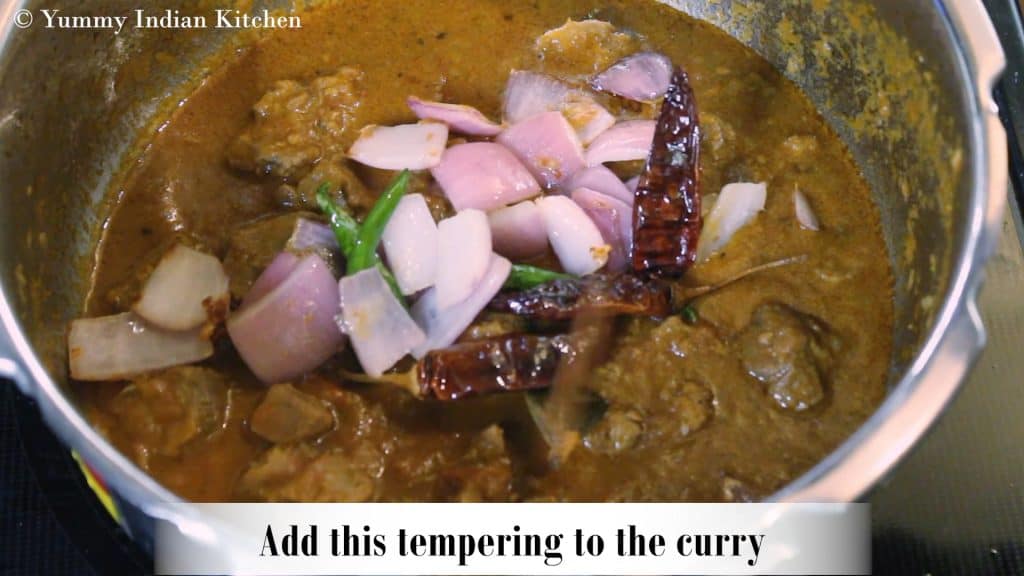Adding this tempering to the curry or the gravy of mutton do piaza