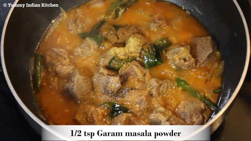 add coriander powder, cumin powder, black pepper powder to the mutton varuval