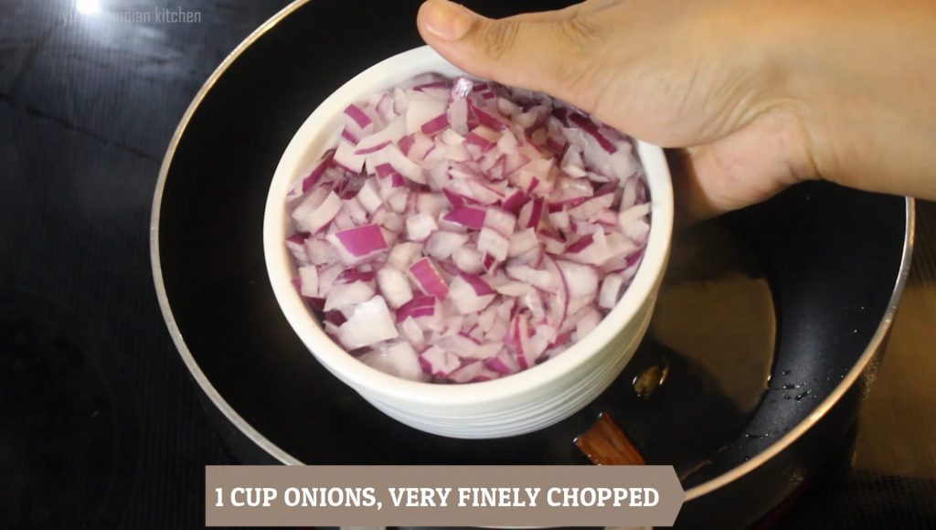 Adding the very finely chopped onions