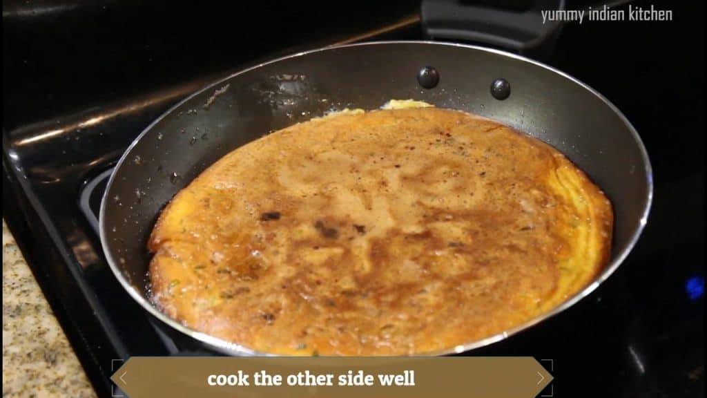  not flipping the omelette until each side is cooked well