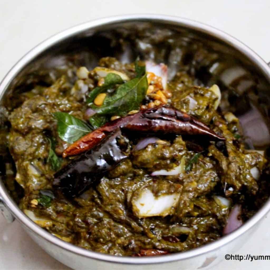 gongura pickle served in a small wok