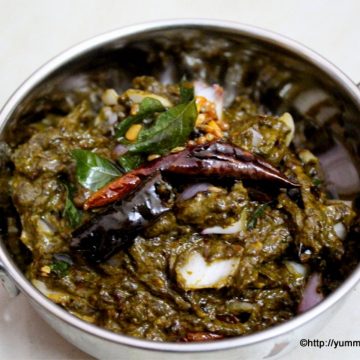 gongura pachadi with tempering on it is served in a bowl