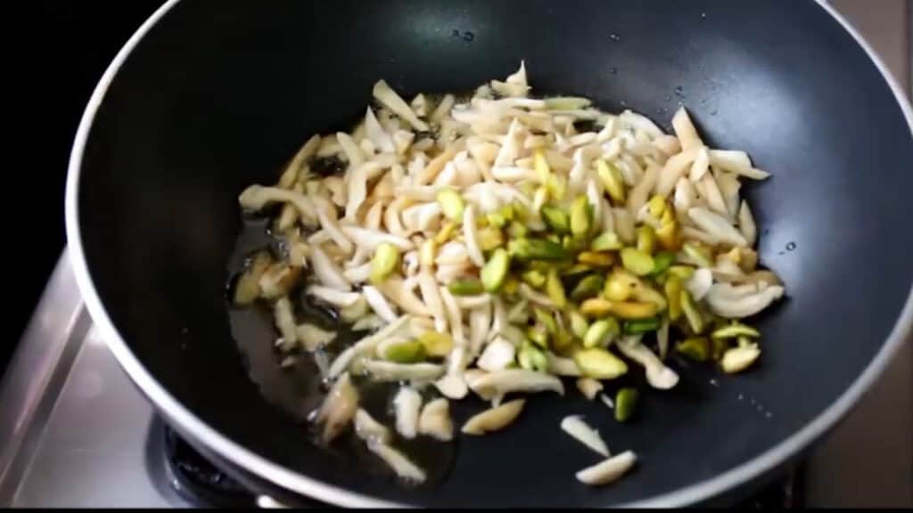 add in some sliced almonds, sliced cashews, sliced pistachios