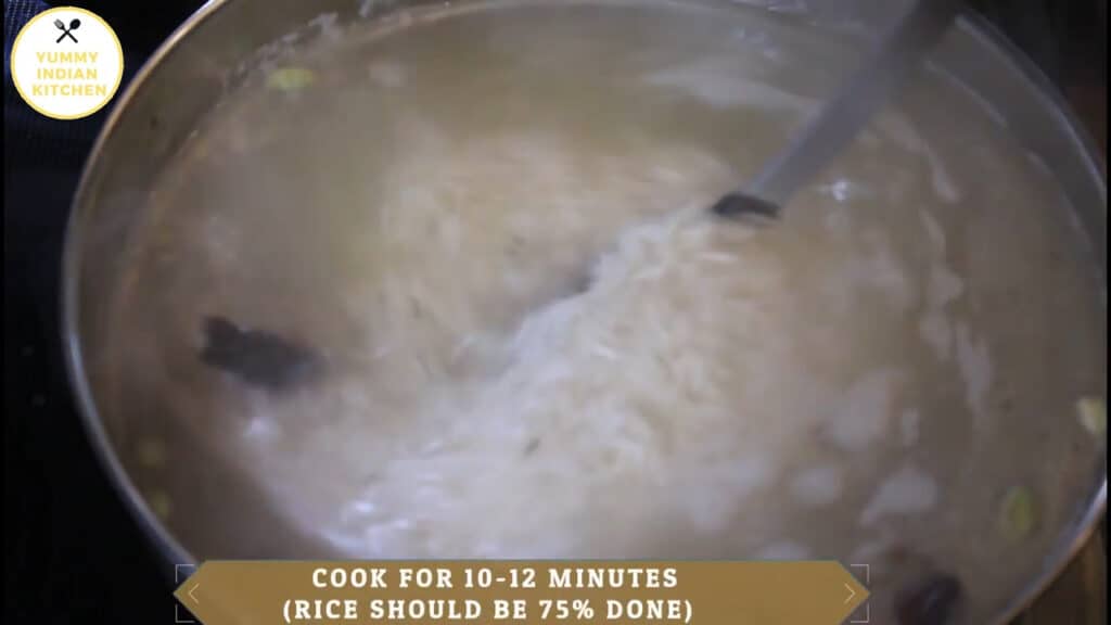 adding rice to the boiling water