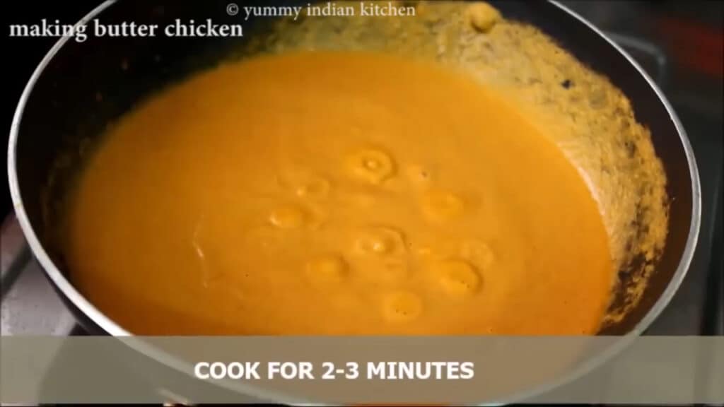 cooking the gravy for 2-3 minutes on low flame