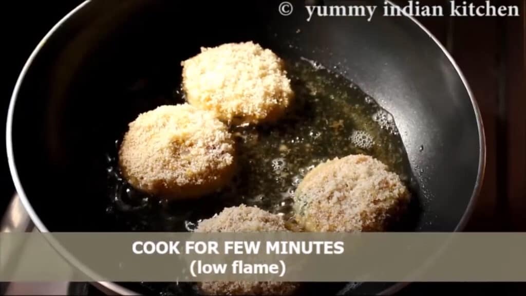 frying the chicken cutlets