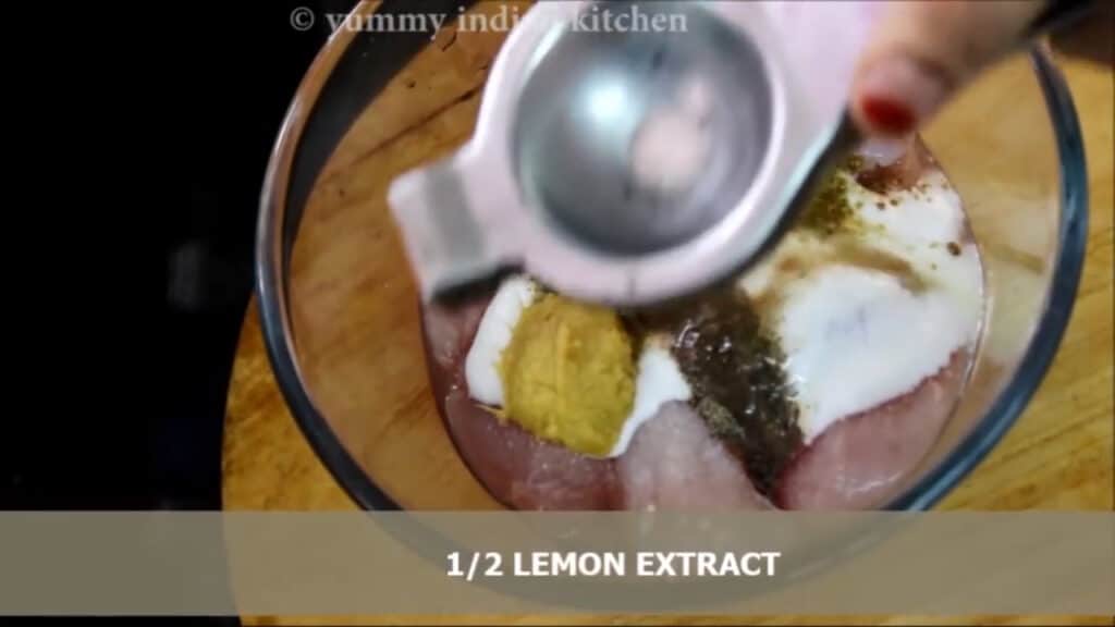 adding lemon extracted juice