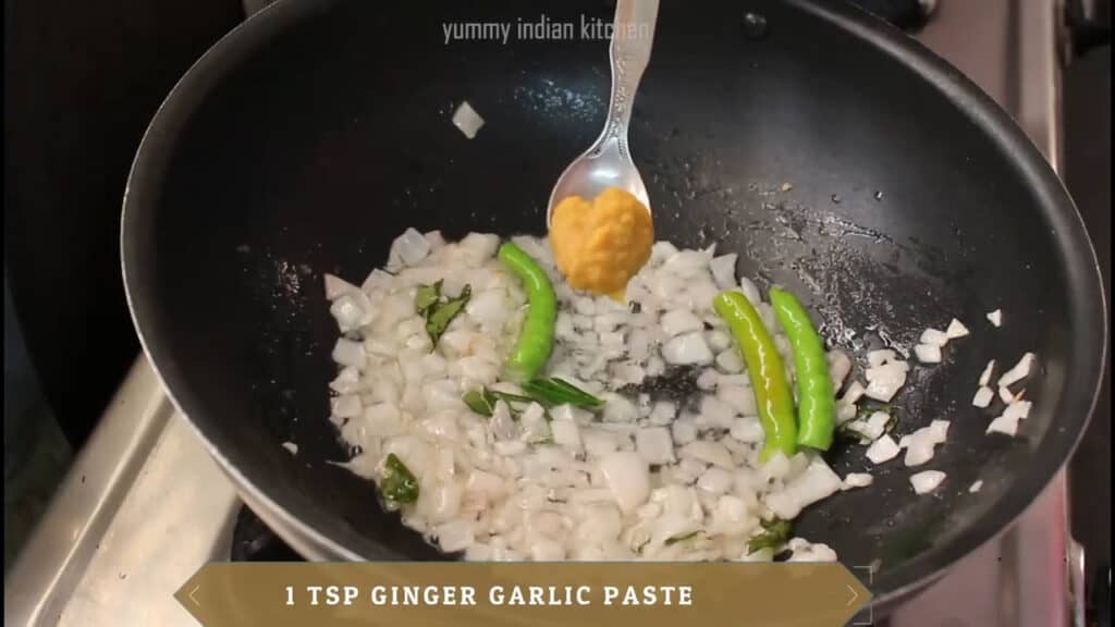 Adding ginger-garlic paste to saute 