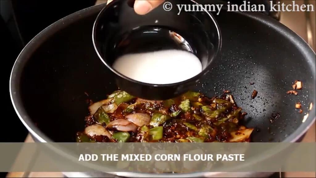 Adding cornflour paste