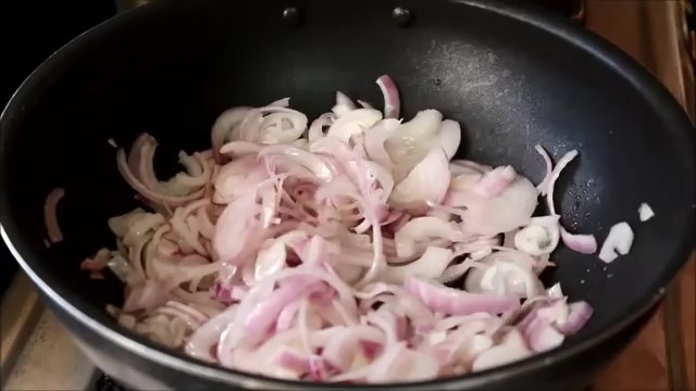 sauteing the onions