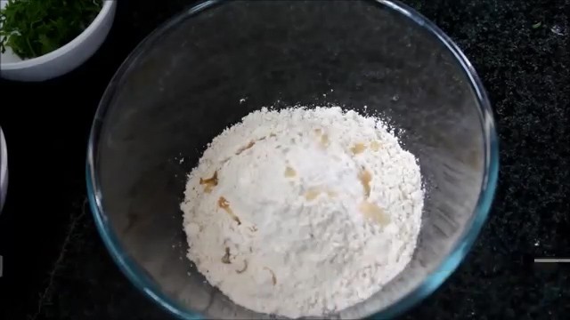 adding wheat flour, adding a pinch of salt