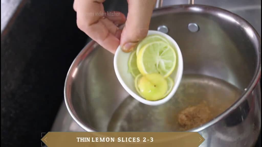 Adding thin round lemon slices