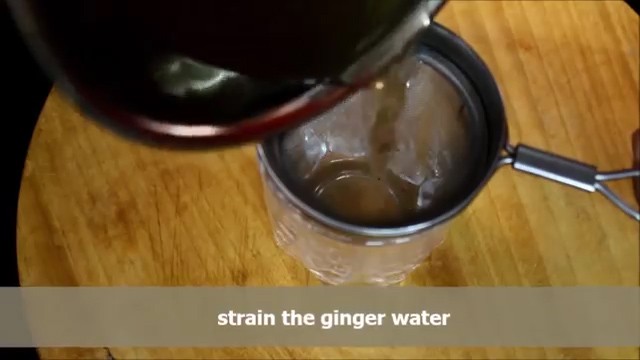Straining the ginger water