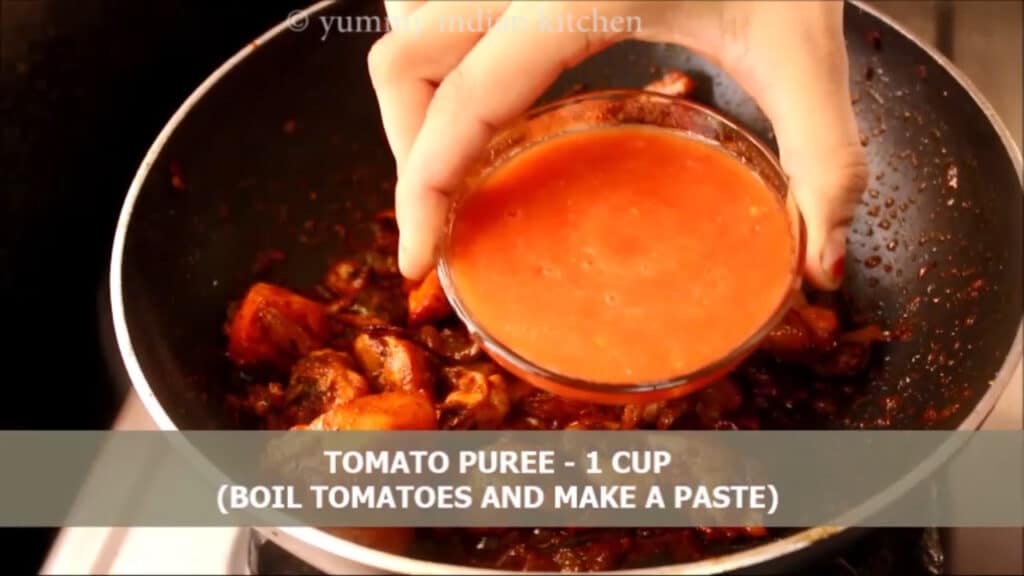 Adding the tomato puree