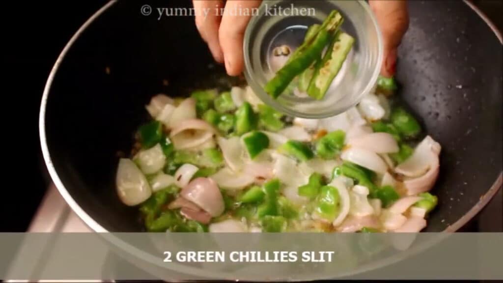 sauteing green chillies