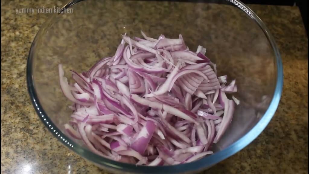added the shredded onions to a bowl