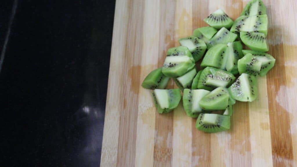 making small slices of the fruit