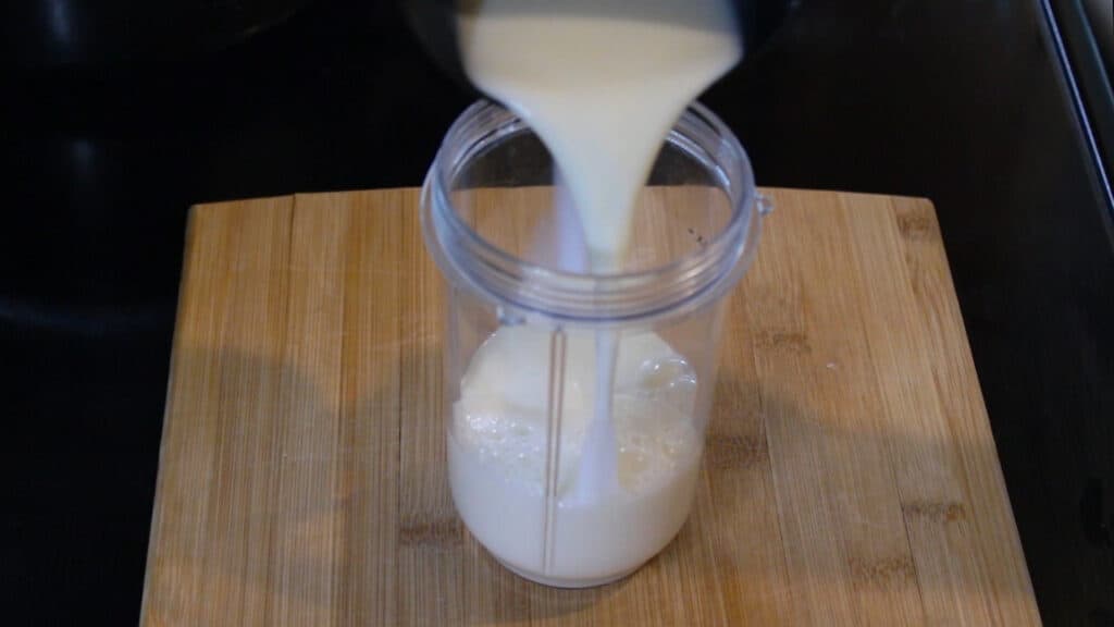 Adding about a cup of low fat milk 